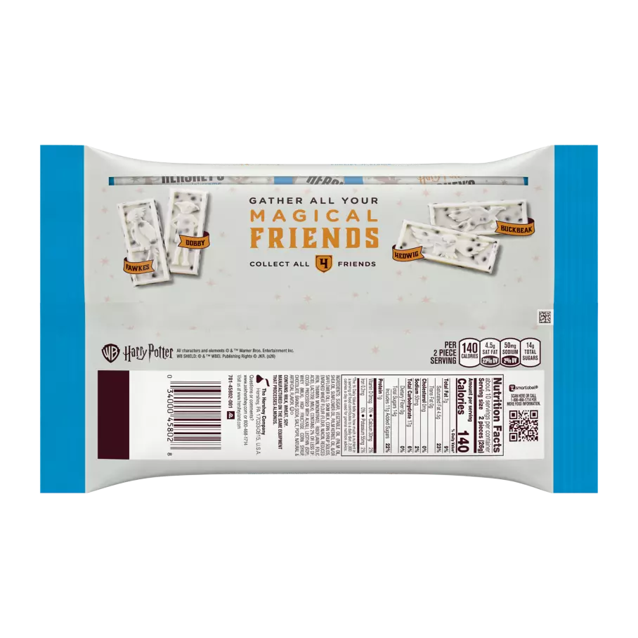 HERSHEY'S Harry Potter™ Magical Creatures Cookies 'N' Creme Snack Size Candy Bars, 9.45 oz bag - Back of Package