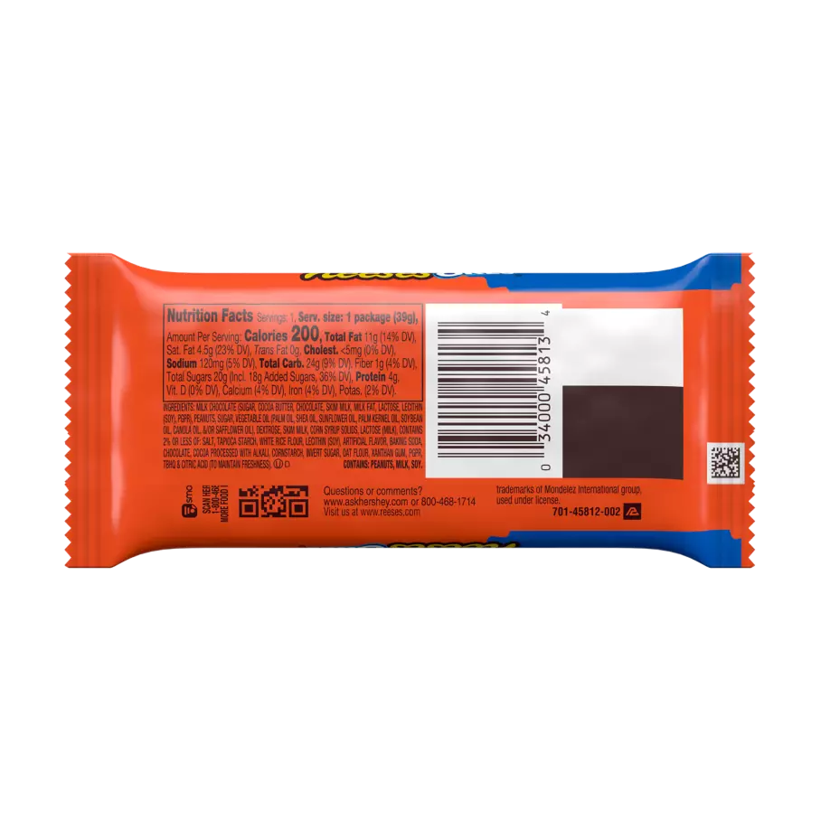 REESE'S OREO® Milk Chocolate Peanut Butter Cups, 1.4 oz - Back of Package