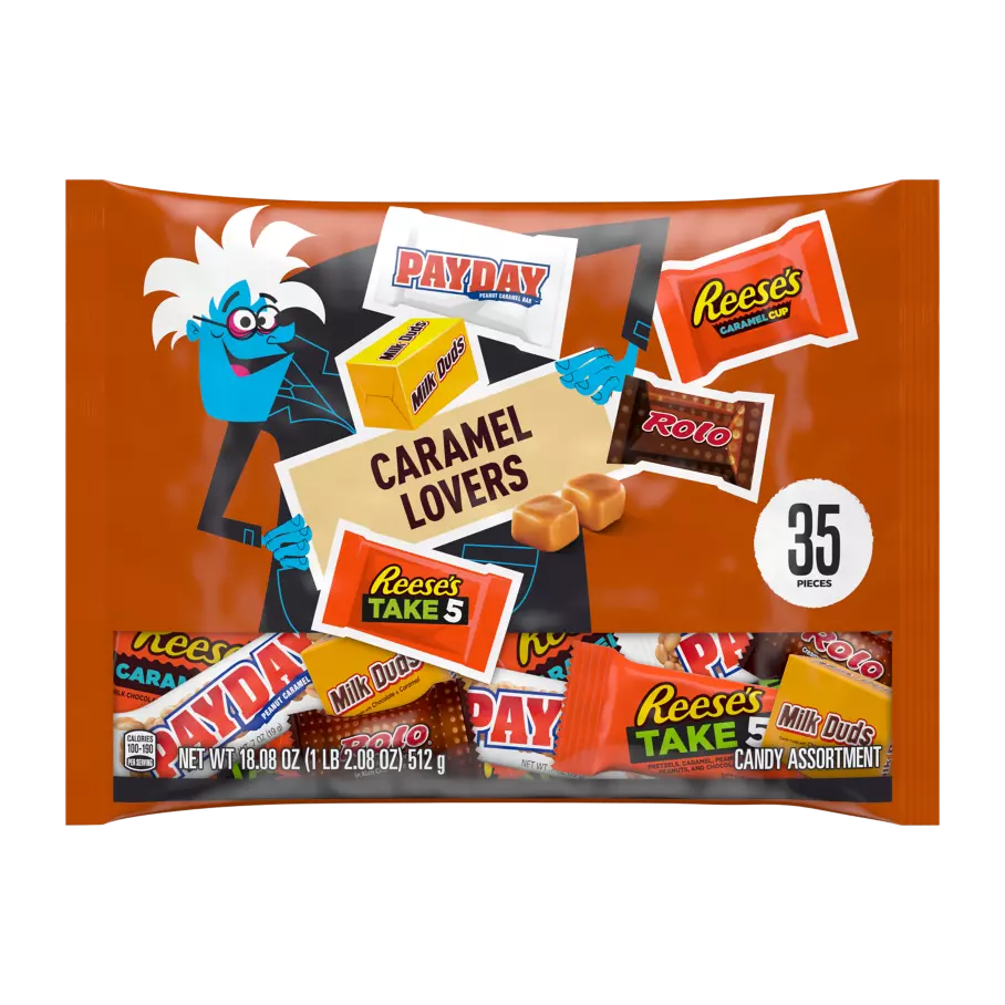 Hershey Halloween Caramel Lovers Assortment, 18.08 oz bag, 35 pieces - Front of Package