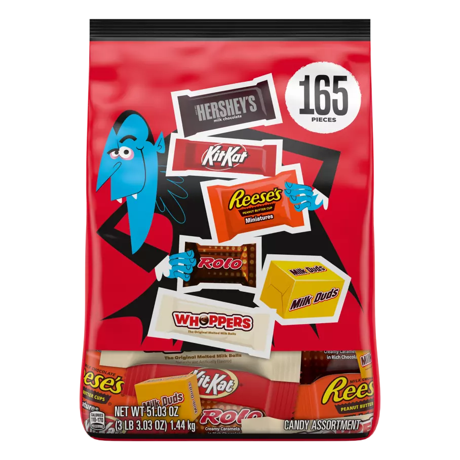 Hershey Halloween Chocolate Miniatures Assortment, 51.03 oz bag, 165 pieces - Front of Package