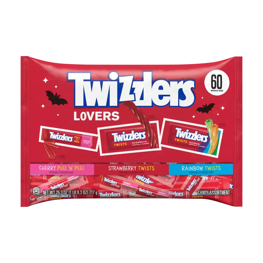 TWIZZLERS Halloween Lovers Snack Size Assortment, 25.3 oz bag, 60 pieces - Front of Package
