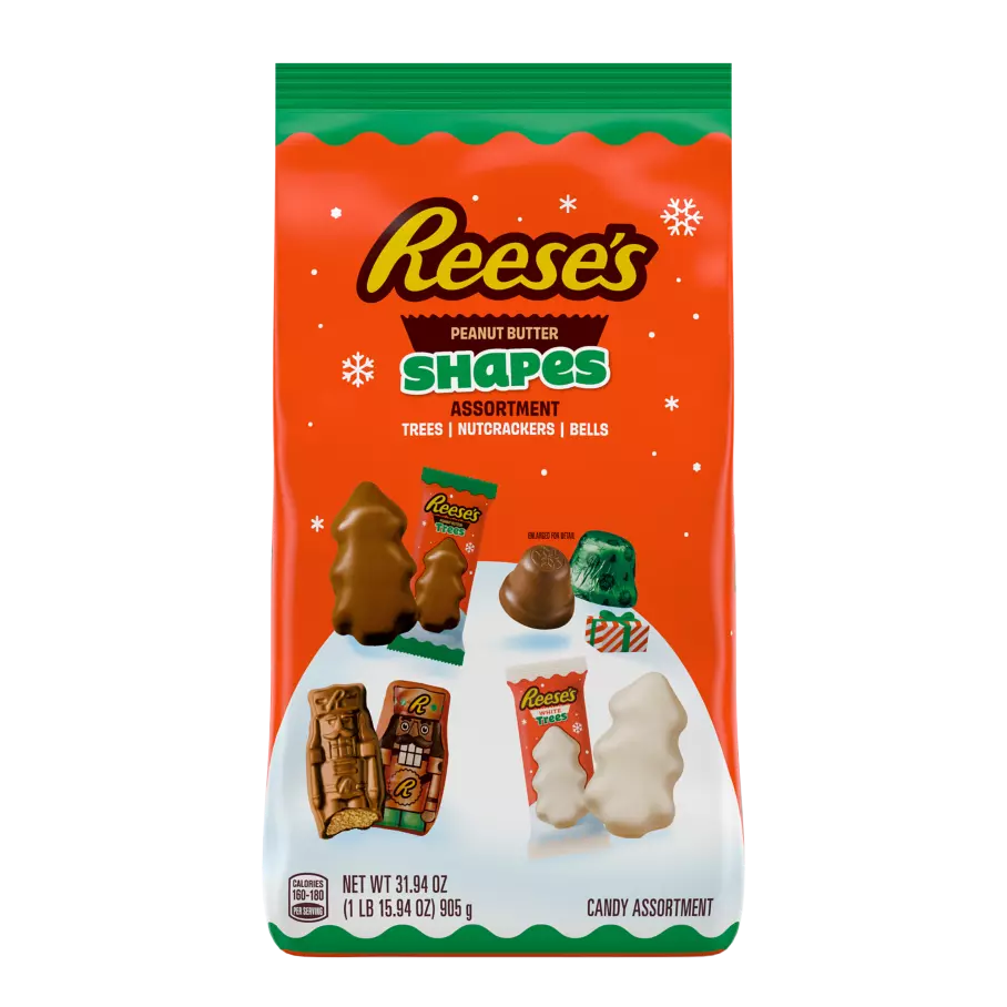 REESE'S Holiday Peanut Butter Shapes Assortment, 31.94 oz bag - Front of Package
