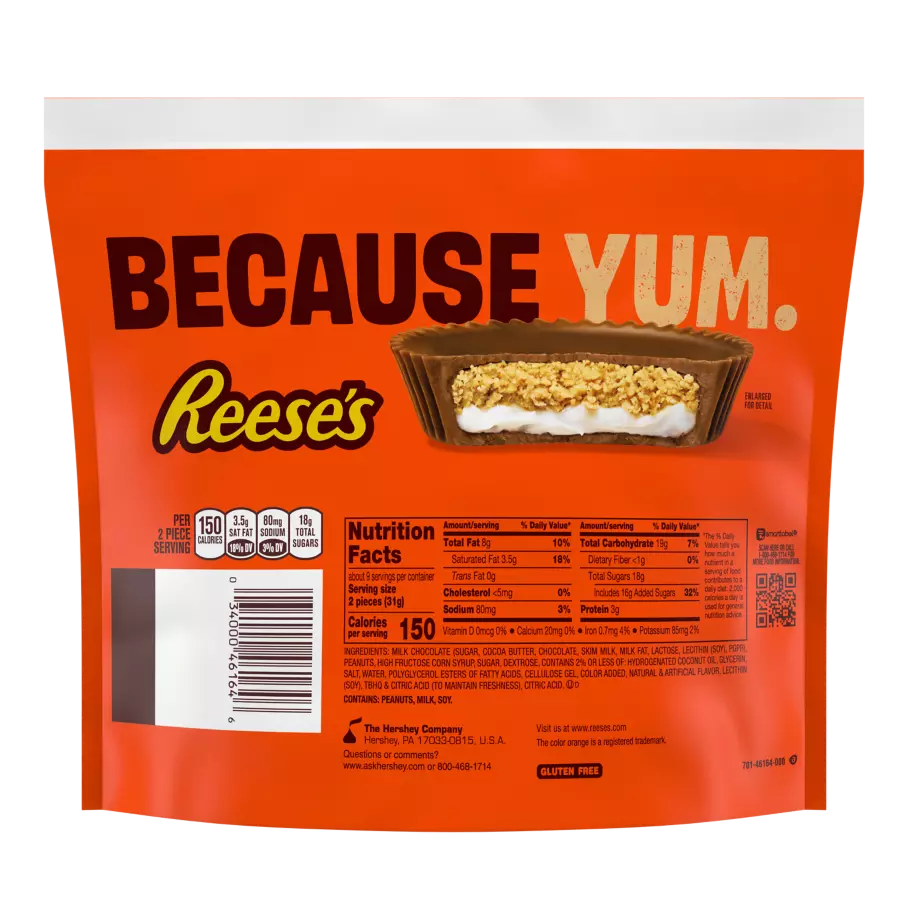 REESE'S Marshmallow Snack Size Peanut Butter Cups, 9.35 oz bag - Back of Package
