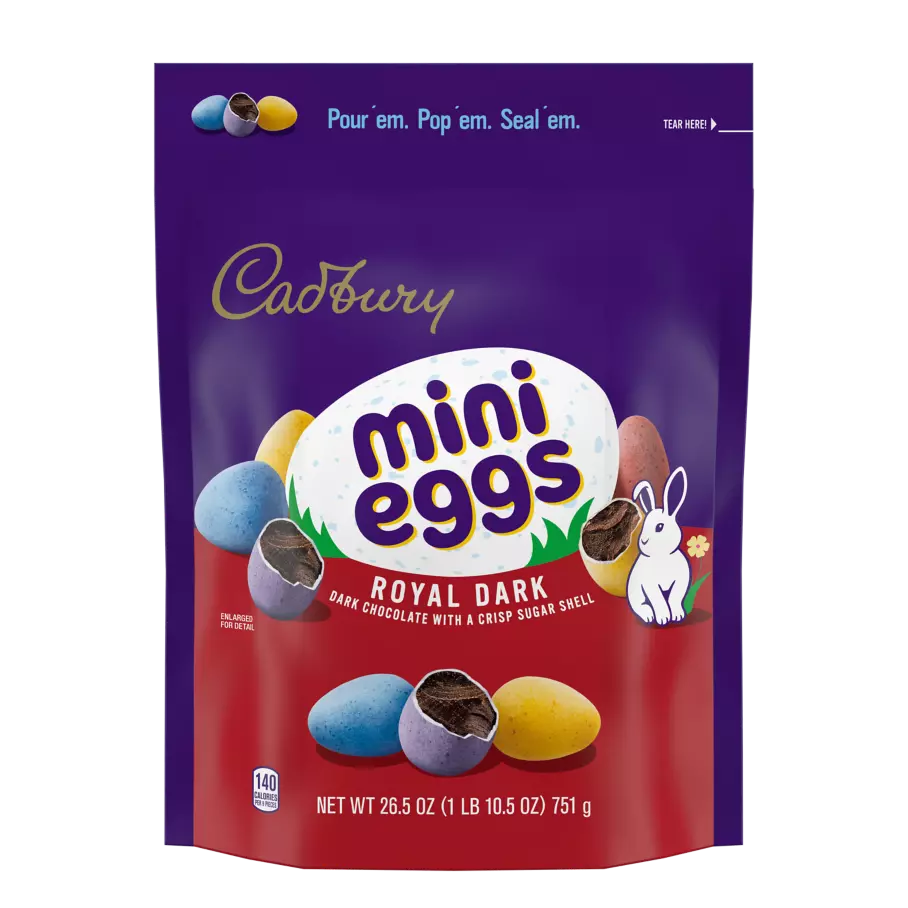 CADBURY MINI EGGS Royal Dark Chocolate Candy, 26.5 oz bag - Front of Package