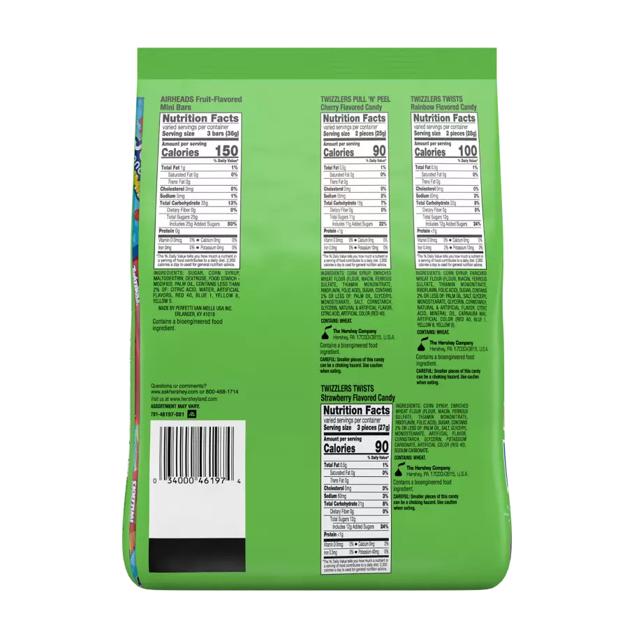 Hershey Easter Sweets Assortment, 42.84 oz bag, 135 pieces - Back of Package