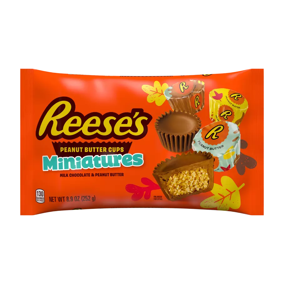REESE'S Fall Harvest Milk Chocolate Miniatures Peanut Butter Cups, 8.9 oz bag - Front of Package