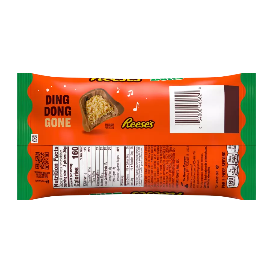 REESE'S Chocolate Peanut Butter Bells, 8.1 oz bag - Back of Package