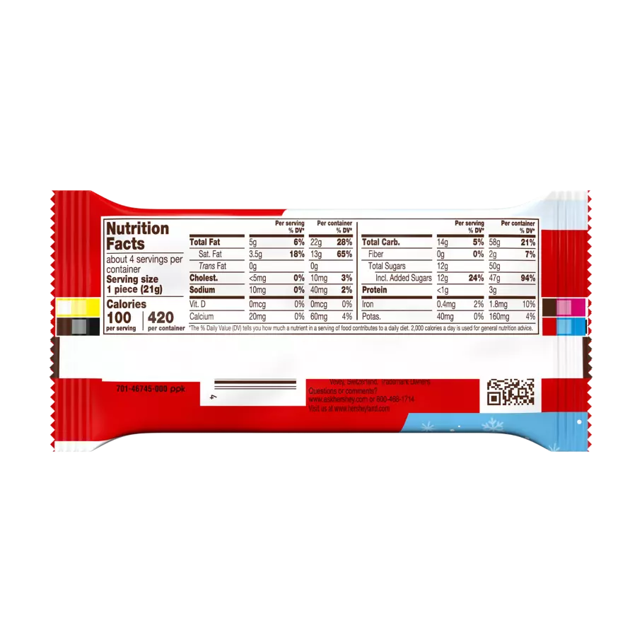 KIT KAT® Santa & Reindeer Milk Chocolate King Size Candy Bar, 3 oz - Back of Package