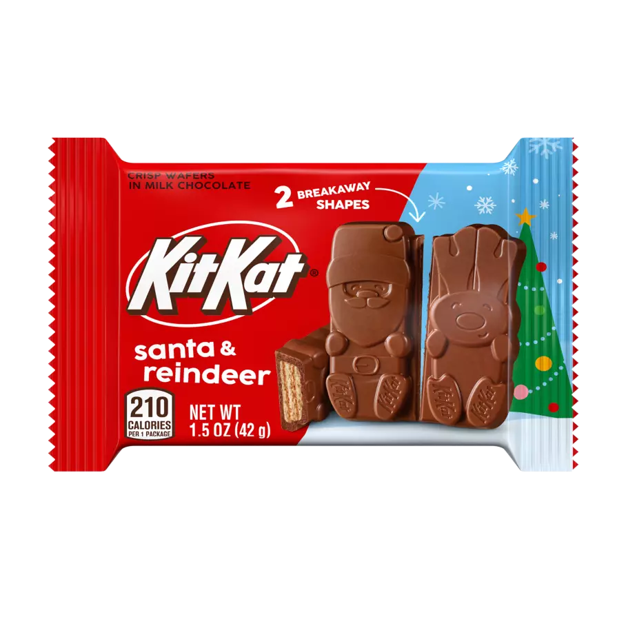 KIT KAT® Santa & Reindeer Milk Chocolate Candy Bar, 1.5 oz - Front of Package
