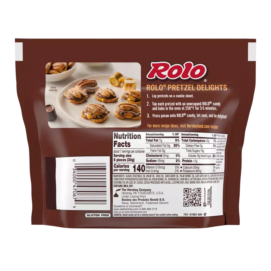 ROLO® Creamy Caramels in Rich Chocolate Candy, 7.6 oz bag - Back of Package