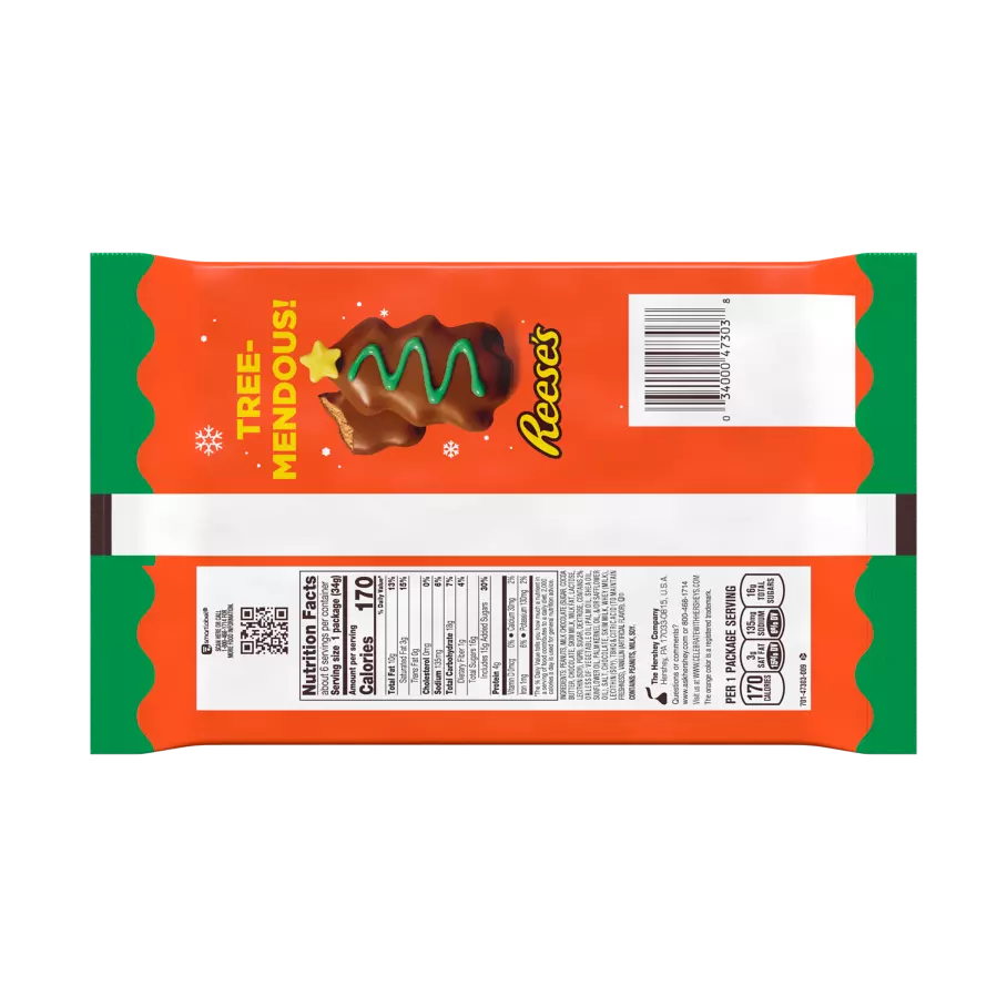 REESE'S Milk Chocolate Peanut Butter Trees, 1.2 oz, 6 pack - Back of Package