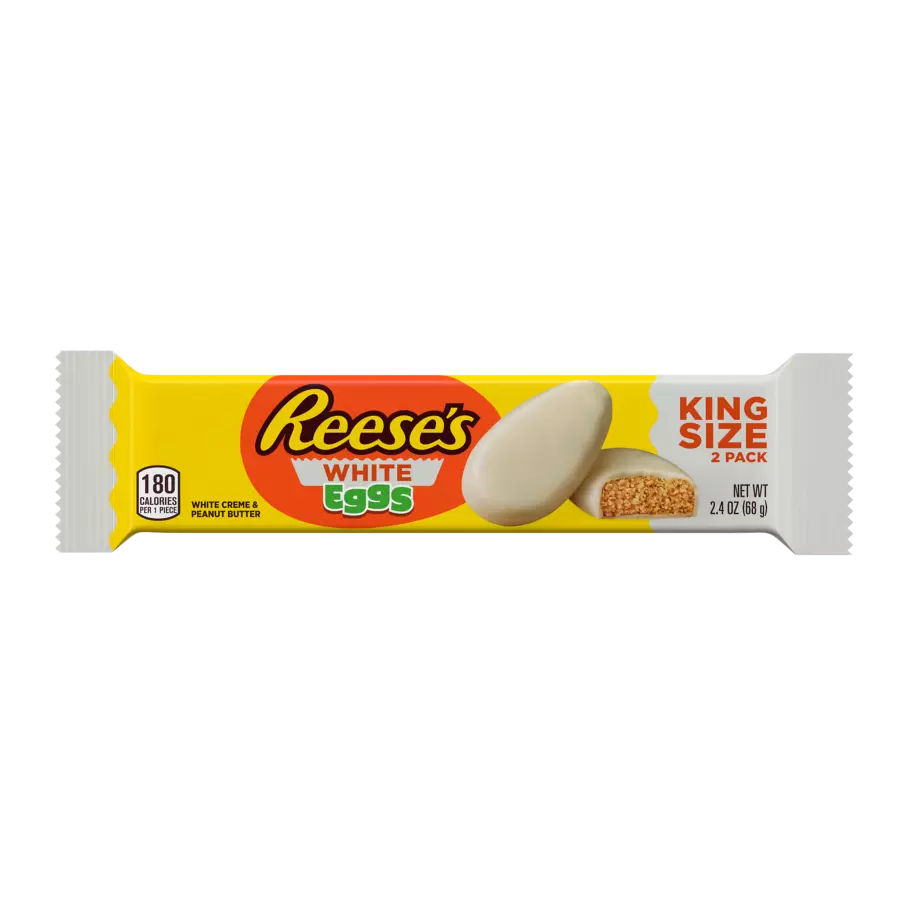REESE'S White Creme Peanut Butter King Size Eggs, 2.4 oz - Front of Package