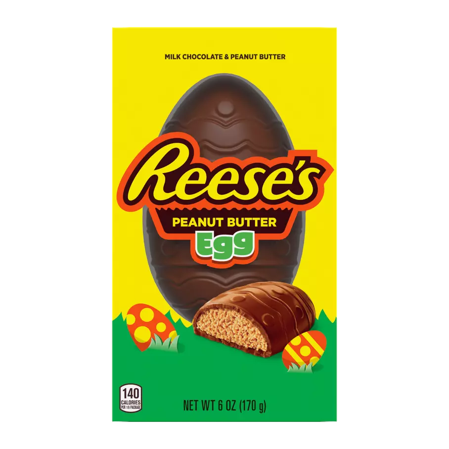 REESE'S Milk Chocolate Peanut Butter Giant Egg, 6 oz box - Front of Package