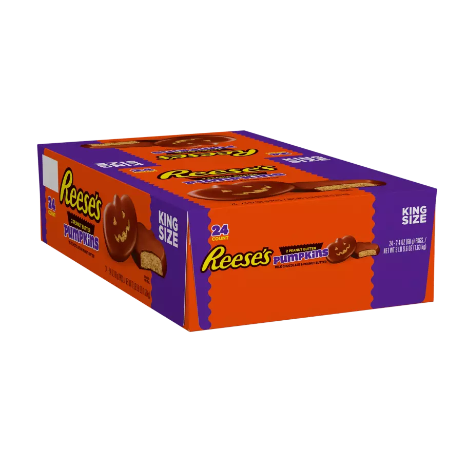 REESE'S Milk Chocolate Peanut Butter King Size Pumpkins, 2.4 oz, 24