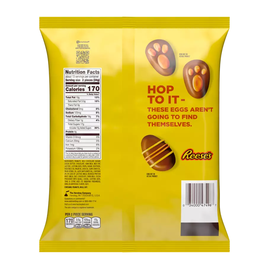 REESE'S Milk Chocolate Peanut Butter Snack Size Eggs, 15 oz bag - Back of Package