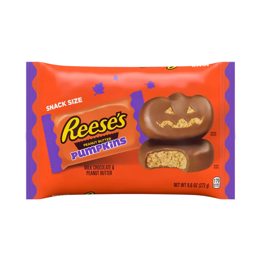 REESE'S Milk Chocolate Peanut Butter Snack Size Pumpkins, 9.6 oz bag