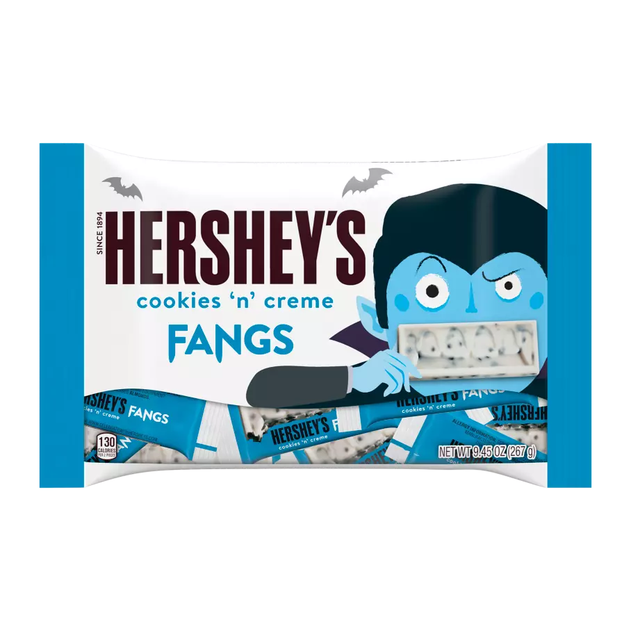 HERSHEY'S COOKIES 'N' CREME Snack Size Fangs, 9.45 oz bag - Front of Package
