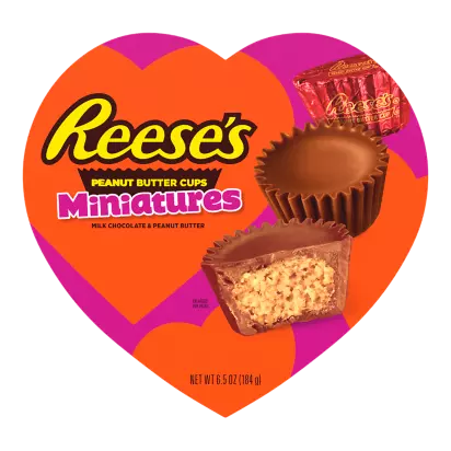 REESE'S Valentine's Milk Chocolate Miniatures Peanut Butter Cups, 6.5 oz box