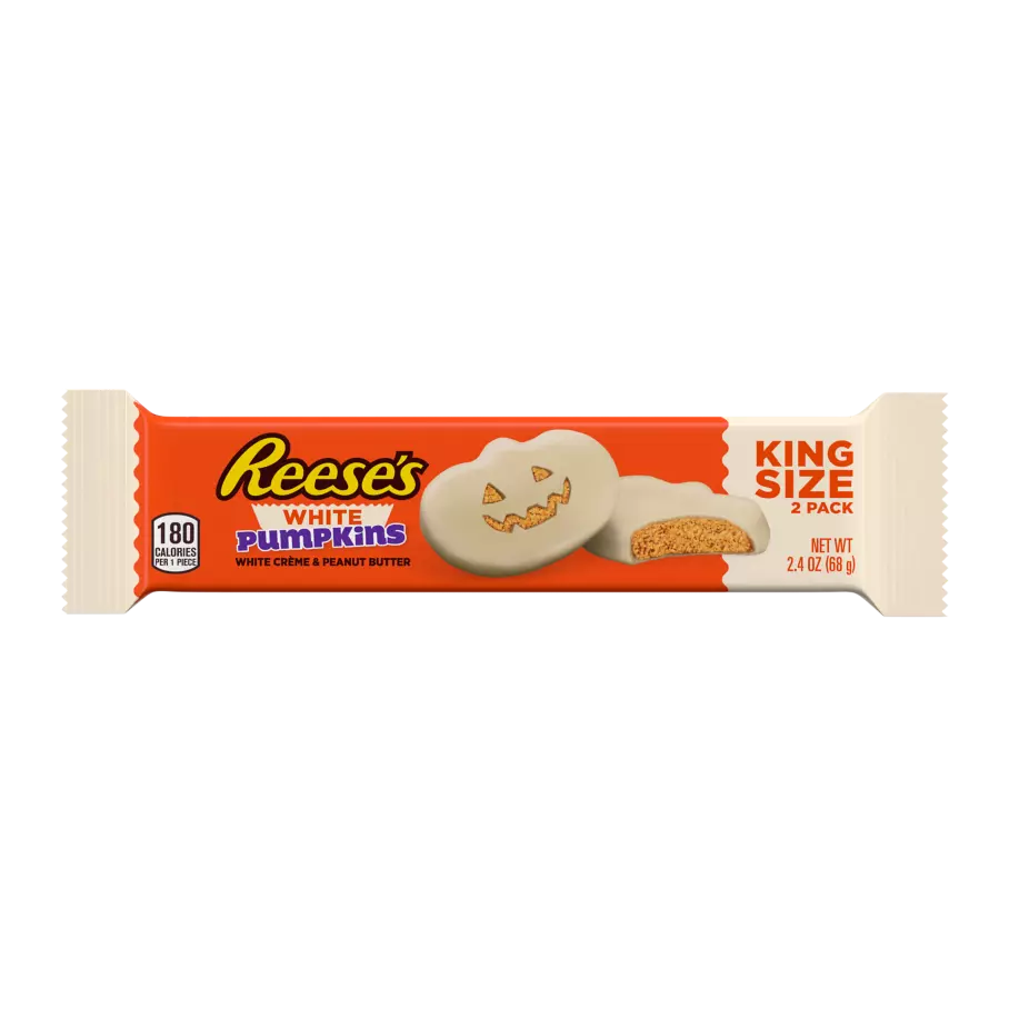 REESE'S White Creme Peanut Butter King Size Pumpkins, 2.4 oz, 24 count box - Out of Package