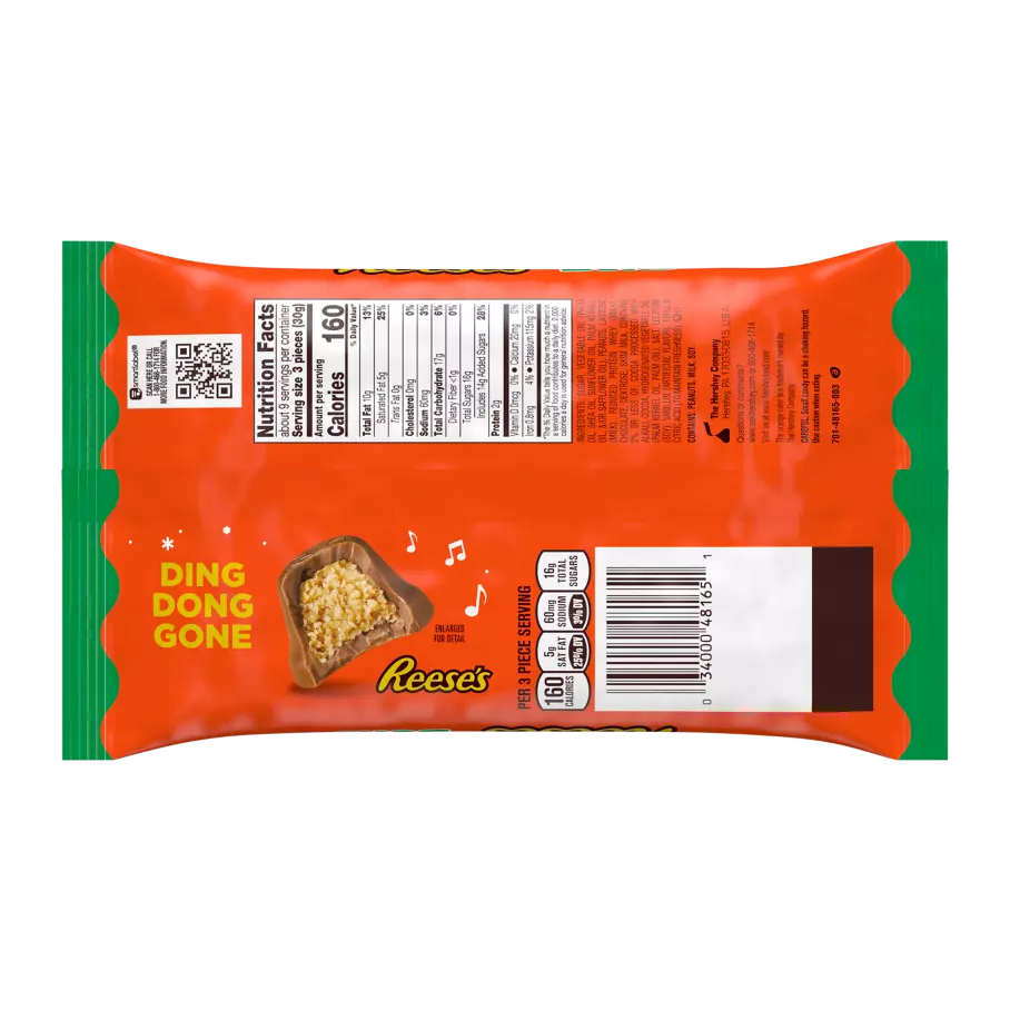REESE'S Milk Chocolate Peanut Butter Bells, 9 oz bag - Back of Package