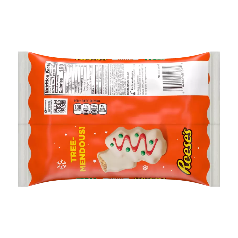 REESE'S White Creme Peanut Butter Snack Size Trees, 9.6 oz bag - Back of Package