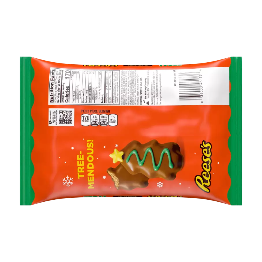 REESE'S Milk Chocolate Peanut Butter Snack Size Trees, 9.6 oz bag - Back of Package