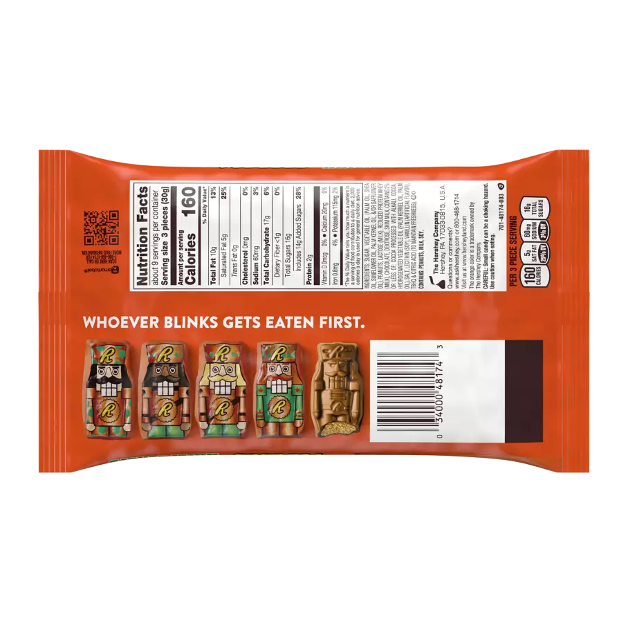REESE'S Milk Chocolate Peanut Butter Nutcrackers, 9.2 oz bag - Back of Package