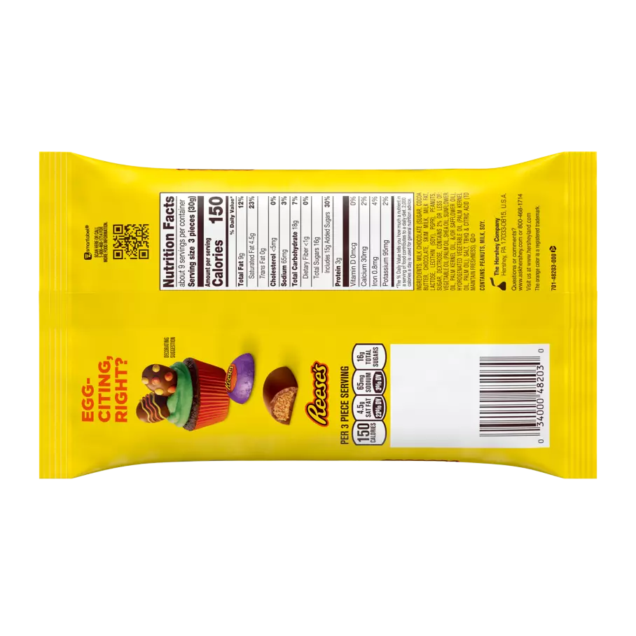 REESE'S Milk Chocolate Peanut Butter Eggs, 9.1 oz bag - Back of Package