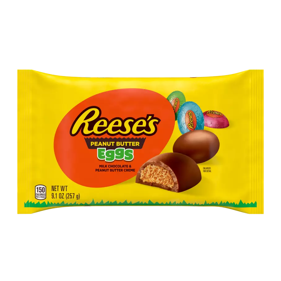 REESE'S Milk Chocolate Peanut Butter Eggs, 9.1 oz bag - Front of Package