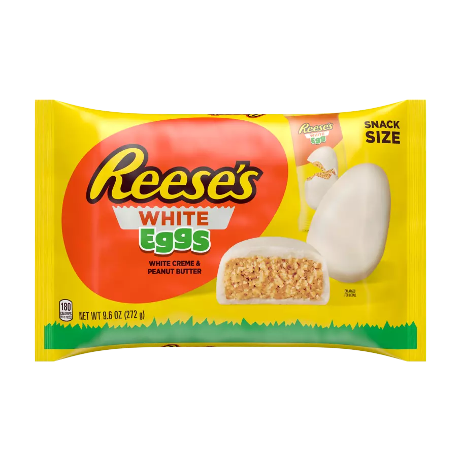 REESE'S White Creme Peanut Butter Snack Size Eggs, 9.6 oz bag - Front of Package