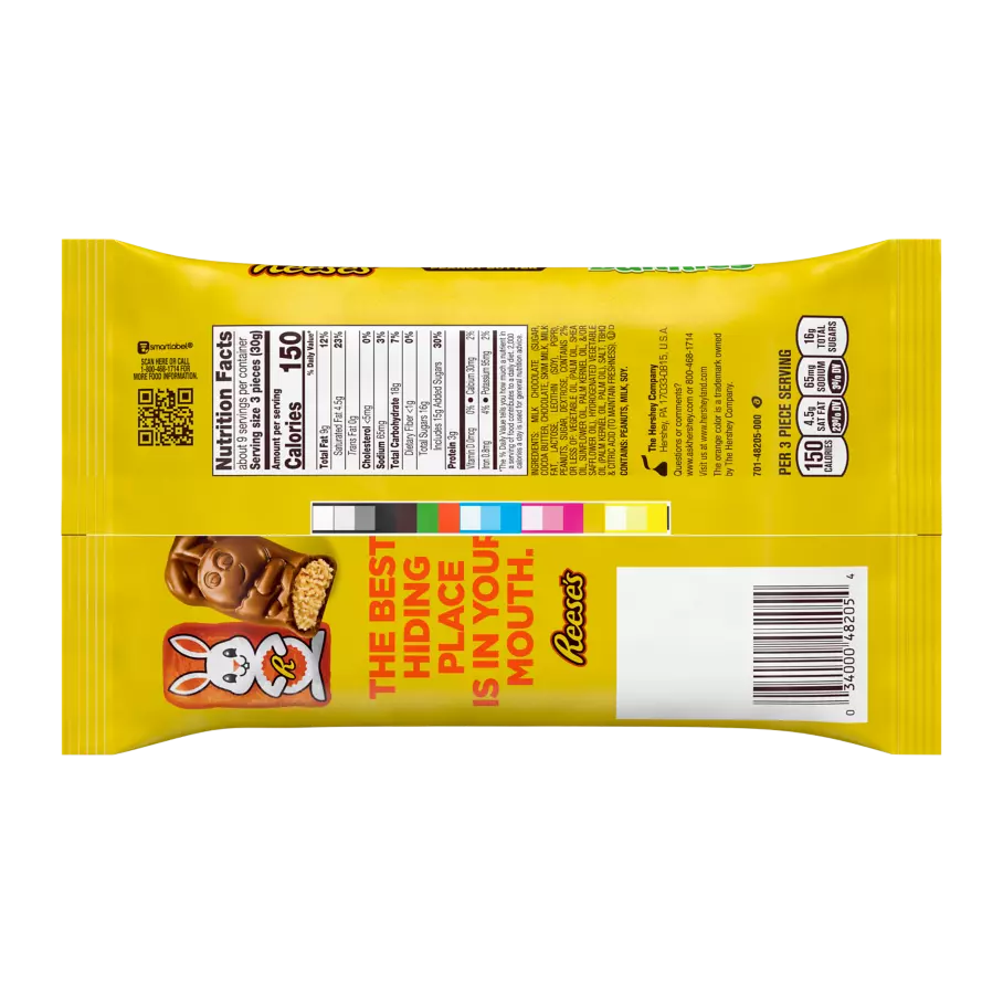 REESE'S Milk Chocolate Peanut Butter Bunnies, 9.1 oz bag - Back of Package