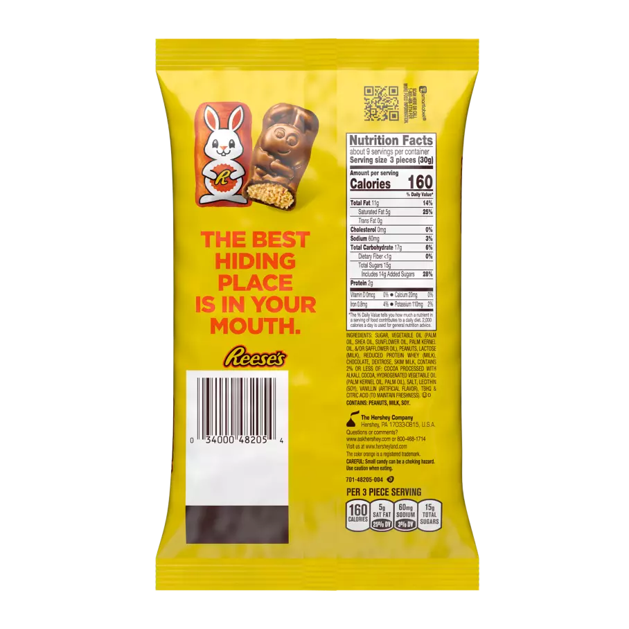 REESE'S Milk Chocolate Peanut Butter Bunnies, 9.1 oz bag - Back of Package