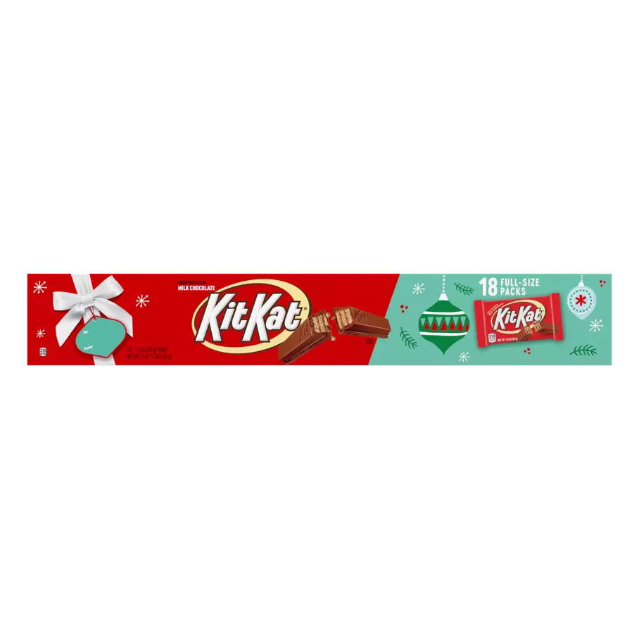 KIT KAT® Holiday Milk Chocolate Candy Bars, 27 oz, 18 count yardstick - Front of Package