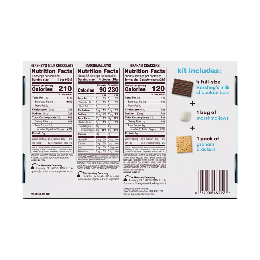 HERSHEY'S S'mores Kit, 14 oz, 8 count box - Bottom of Package