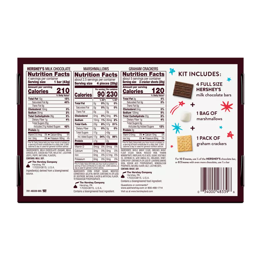 HERSHEY'S S'mores Kit, 14 oz, 10 count box - Bottom of Package