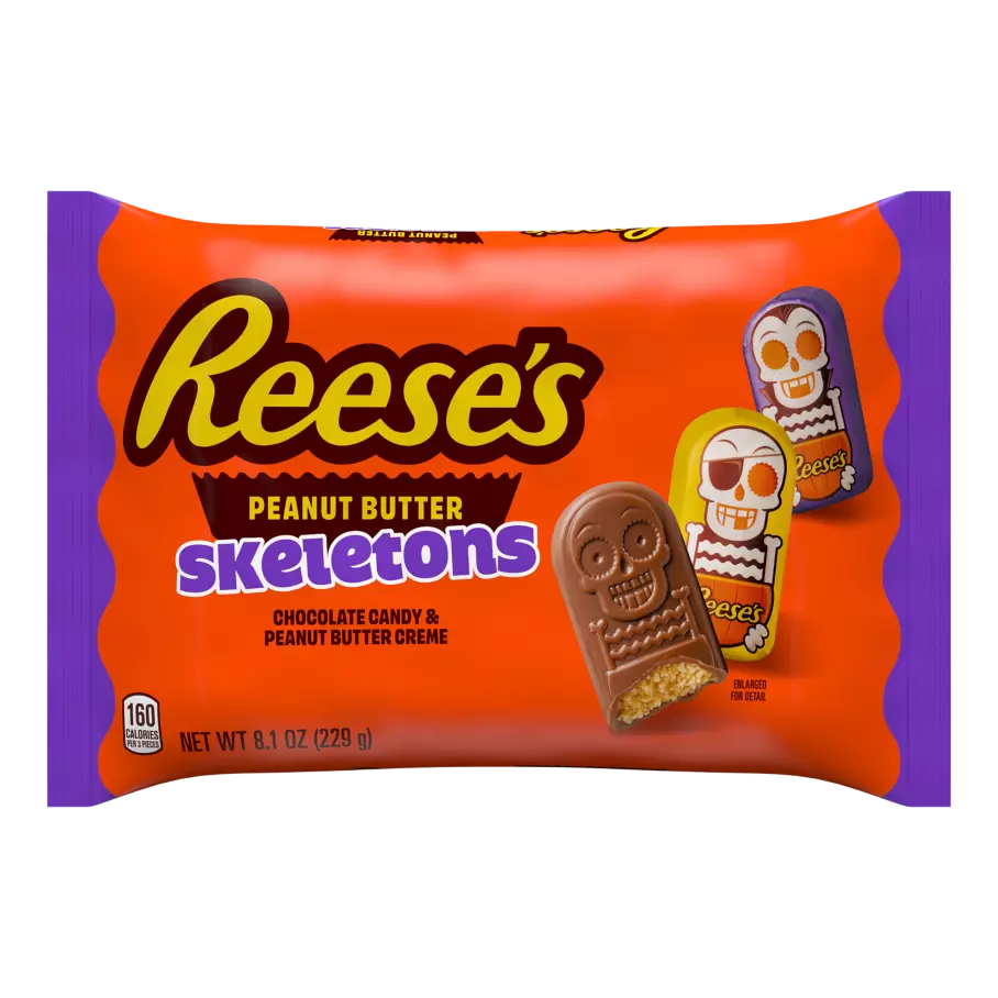 REESE'S Chocolate Peanut Butter Skeletons, 8.1 oz bag - Front of Package