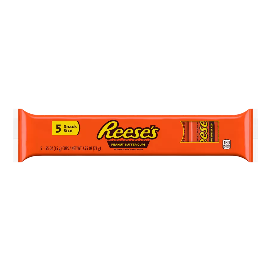 REESE'S Milk Chocolate Snack Size Peanut Butter Cups, 2.75 oz, 5 pack - Front of Package