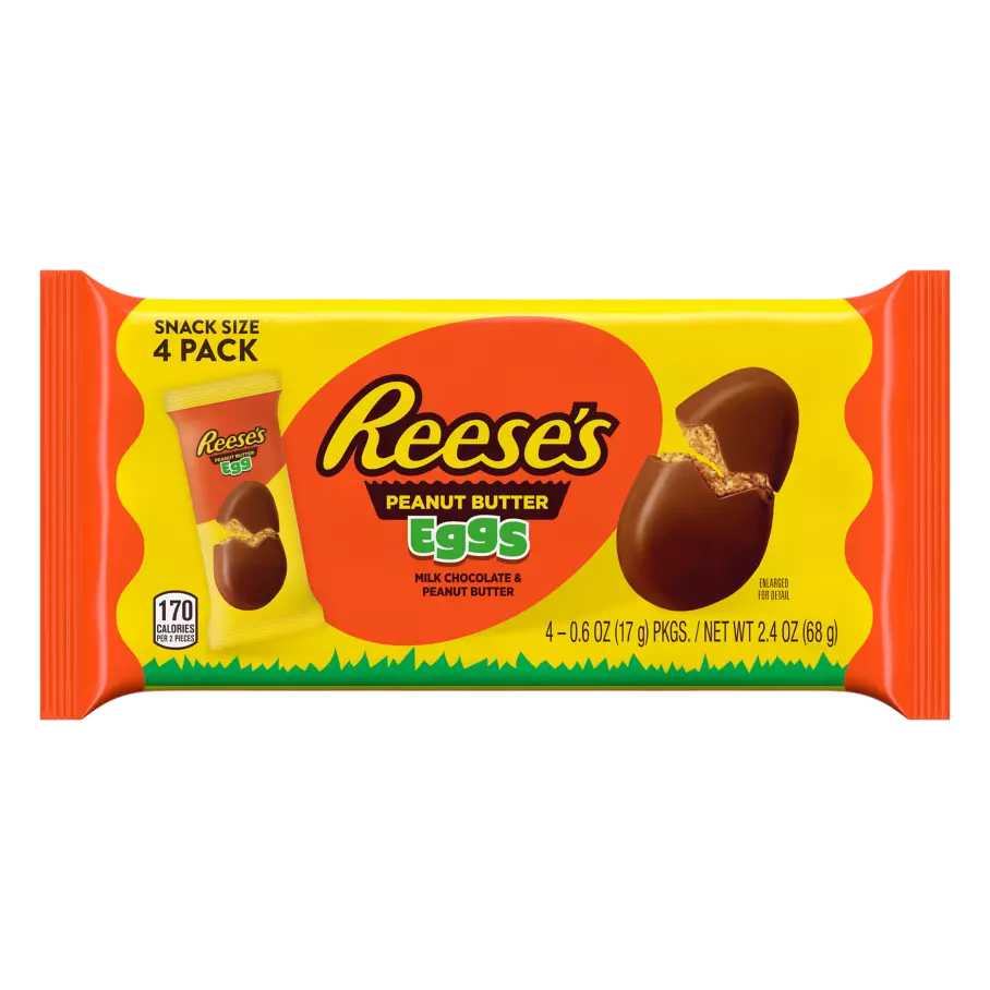 REESE'S Milk Chocolate Peanut Butter Snack Size Eggs, 2.4 oz, 4 pack - Front of Package