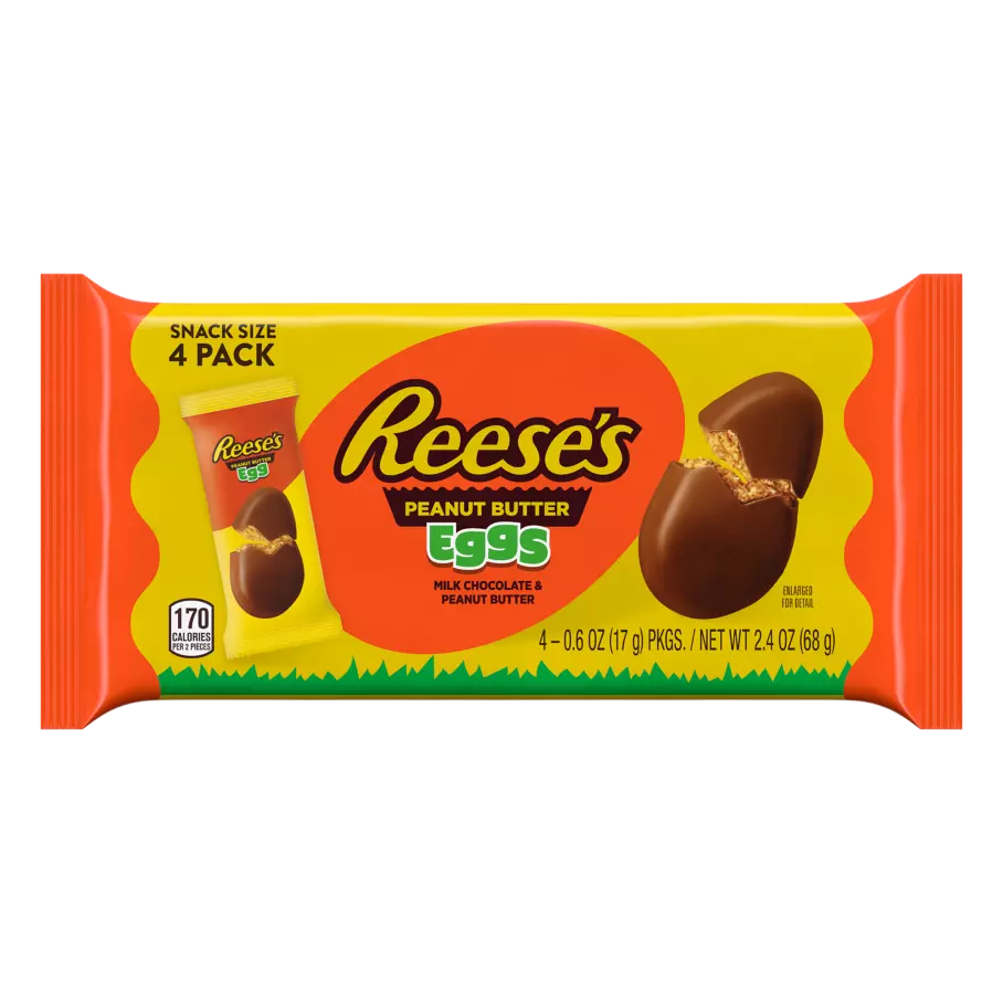 REESE'S Milk Chocolate Peanut Butter Snack Size Eggs, 2.4 oz, 4 pack - Front of Package