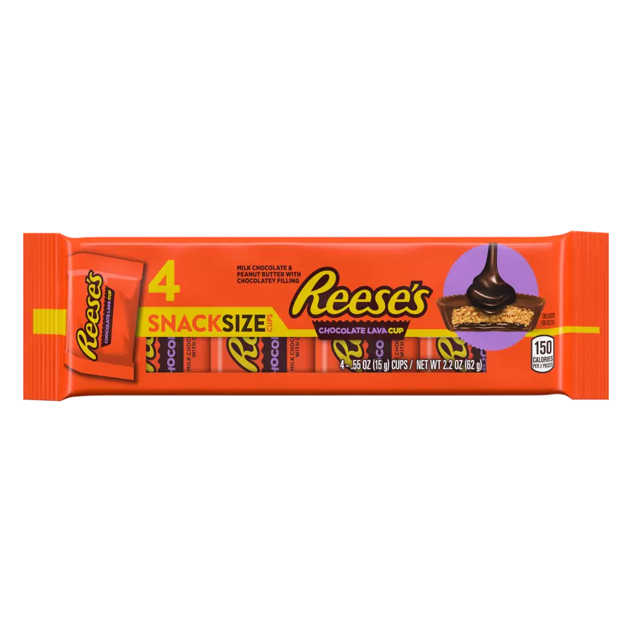 REESE'S Chocolate Lava Snack Size Peanut Butter Cups, 2.2 oz, 4 pack - Front of Package