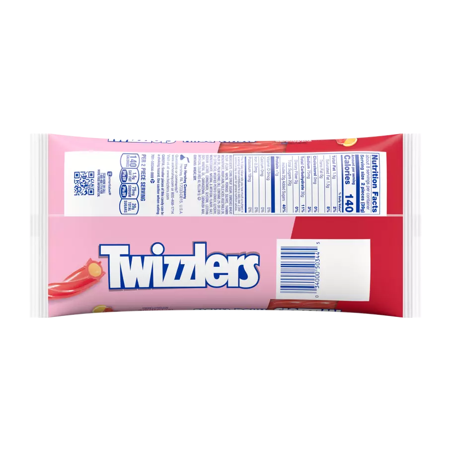 TWIZZLERS Filled Twists Pink Lemonade Flavored Candy, 11 oz bag - Back of Package