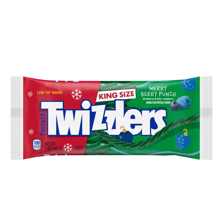 TWIZZLERS Twists Merry Berry Punch King Size Candy, 5 oz bag - Front of Package