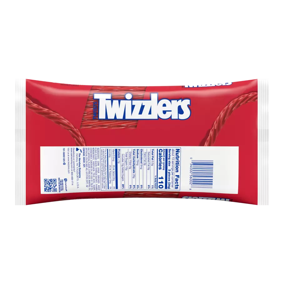 TWIZZLERS Twists Strawberry Flavored Candy, 16 oz bag - Back of Package