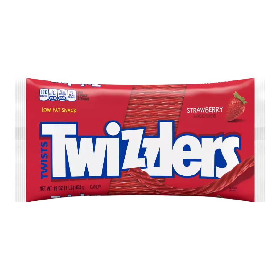 TWIZZLERS Twists Strawberry Flavored Candy, 16 oz bag - Front of Package