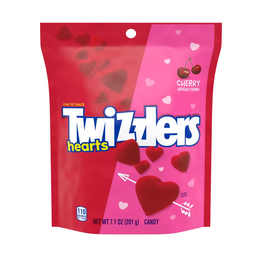 TWIZZLERS Hearts Cherry Candy, 7.1 oz bag - Front of Package