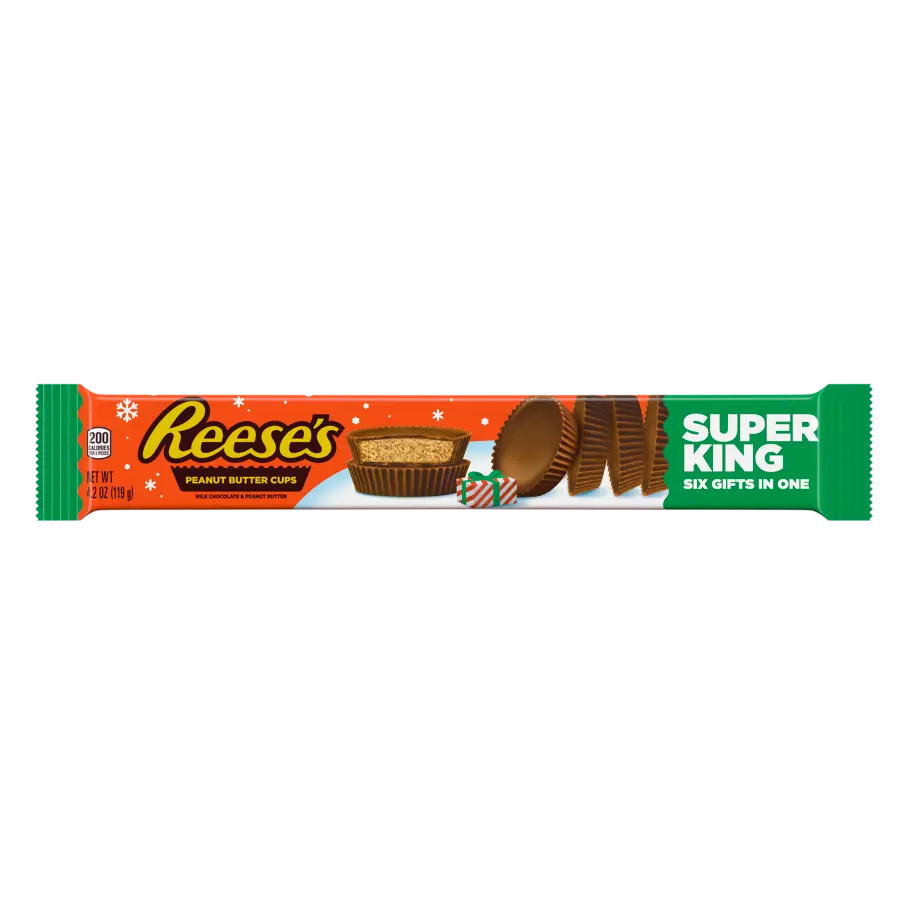 REESE'S Holiday Milk Chocolate Super King Peanut Butter Cups, 4.2 oz - Front of Package