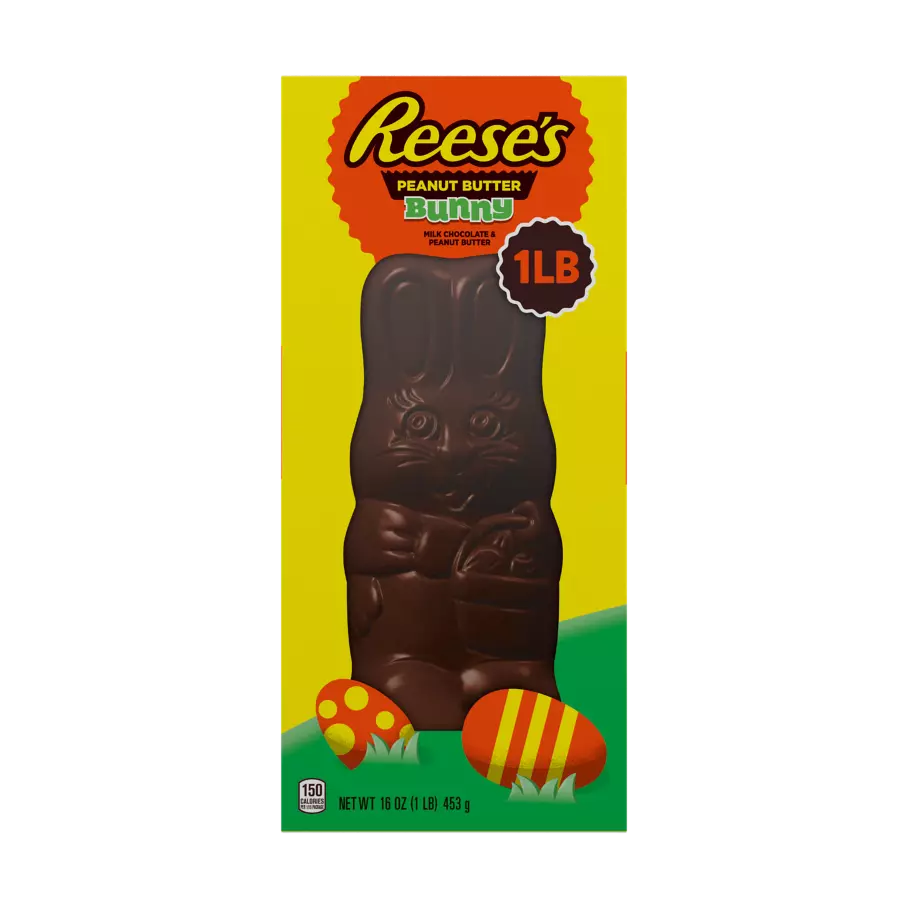 REESE'S Milk Chocolate Peanut Butter Giant Bunny, 16 oz box - Front of Package