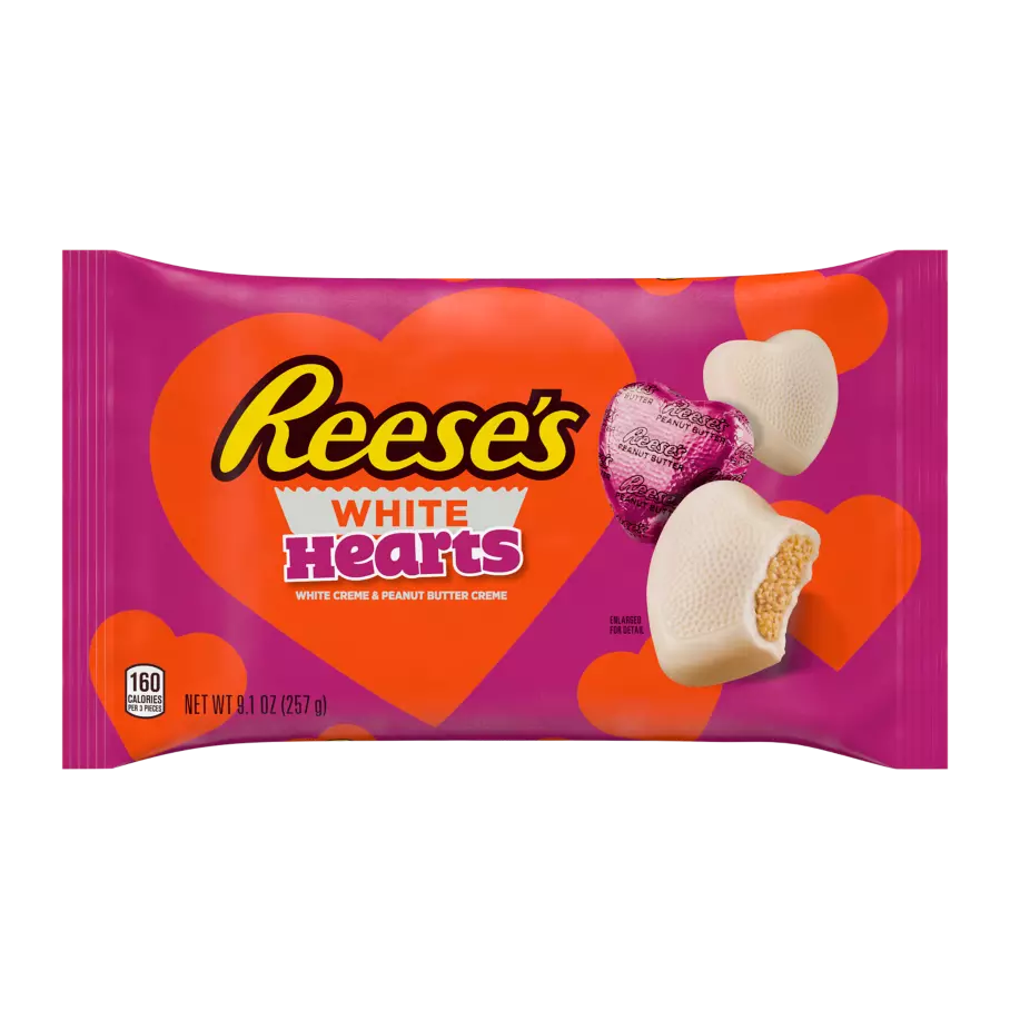 REESE'S White Creme Peanut Butter Hearts, 9.1 oz bag