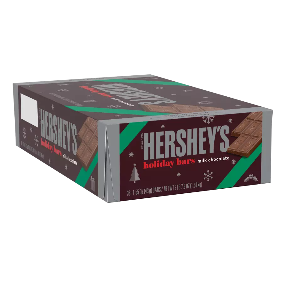 HERSHEY'S Milk Chocolate Holiday Candy Bars, 1.55 oz, 36 count box - Front of Package