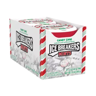 ICE BREAKERS ICE CUBES Snowman Candy Cane Sugar Free Gum, 2.6 oz bottle, 32  pieces